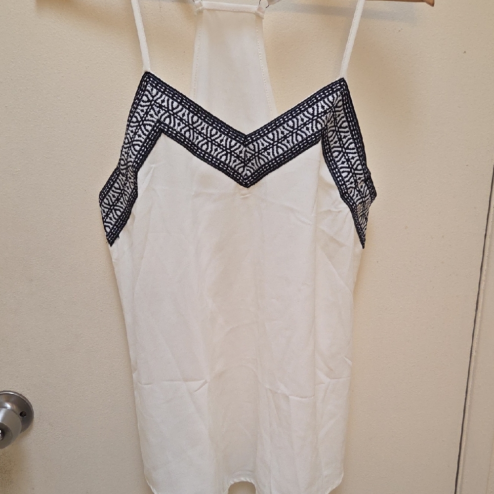 Chic White and Black Lace Women's Camisole, Sz S